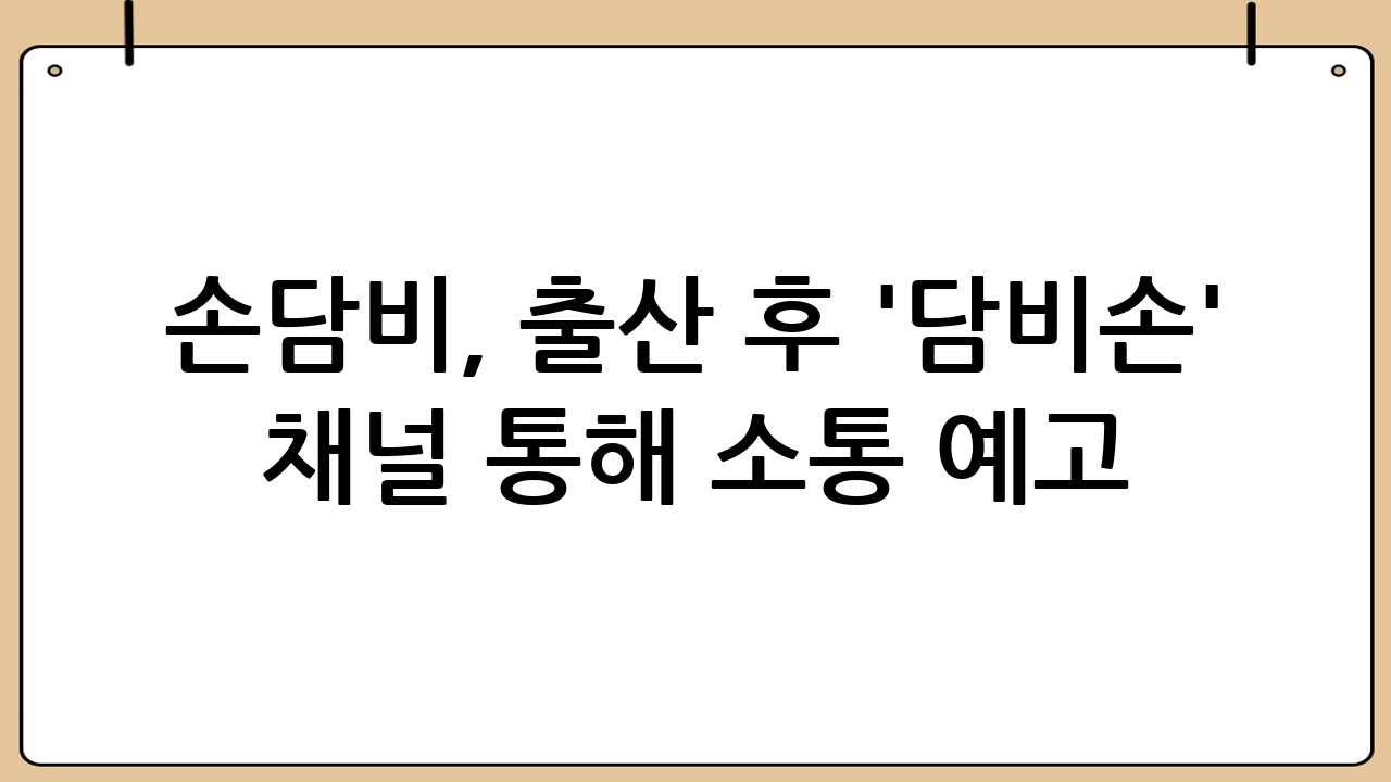 손담비, 출산 후 '담비손' 채널 통해 소통 예고